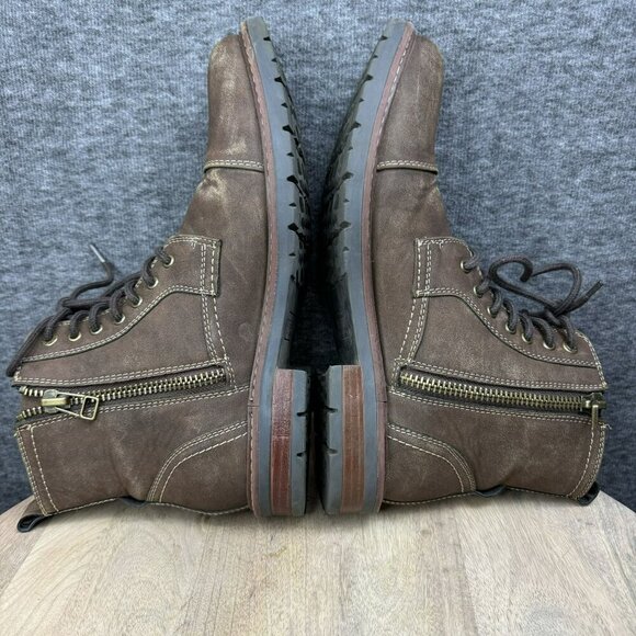 Dockers Rawls Rugged Mens 9M Brown Faux Leather Lace-Up Ankle Boots Side Zippers - Picture 8 of 10